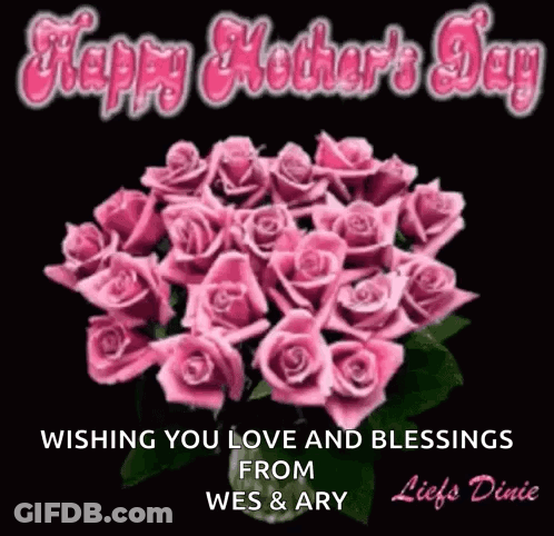 Pink Roses Happy Mothers Day GIF
