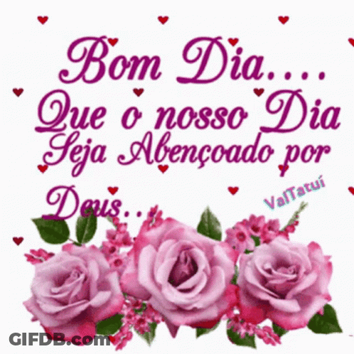 Pink Roses With Bom Dia GIF