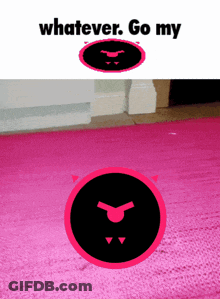 Pink Rug With Devil Face And Whatever Go My GIF