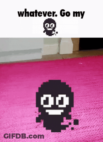Pink Rug With Pixelated Face GIF