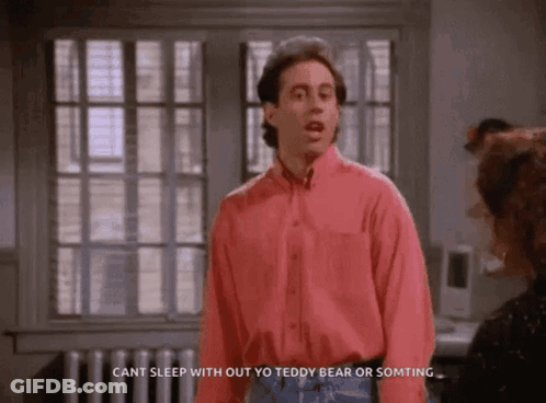 Pink Shirt Man Saying Can't Sleep Without Yo Teddy Bear GIF