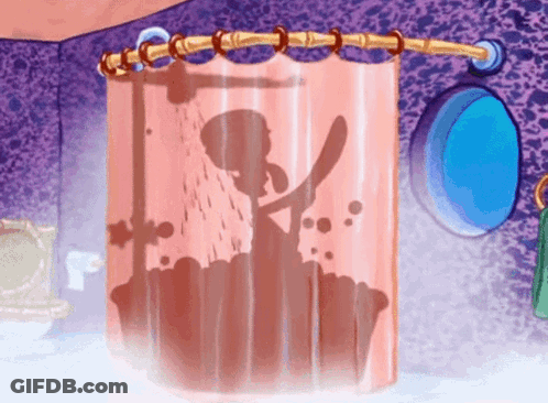 Pink Shower Curtain With Bathing Silhouette GIF