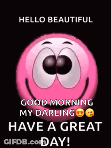 Pink Smiley Saying Hello Good Morning GIF