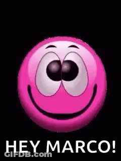 Pink Smiley Saying Hey Marco GIF