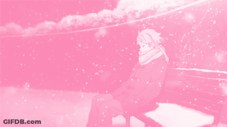 Pink Snow Sad Anime GIF