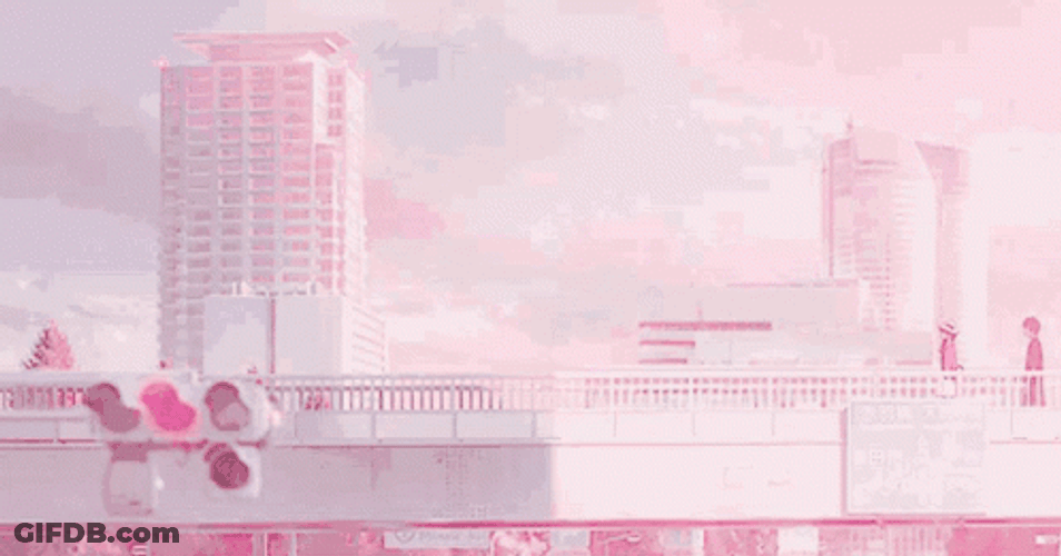 Pink Soft Aesthetic Anime Building GIF