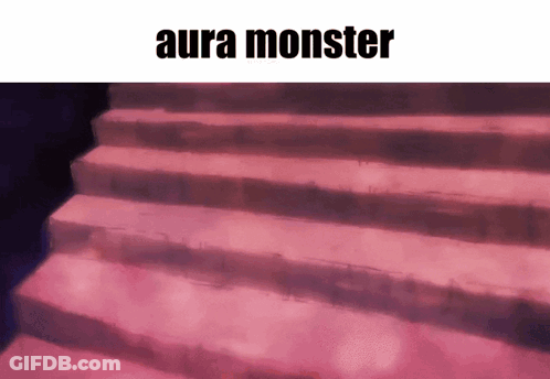 Pink Staircase With Aura Monster GIF