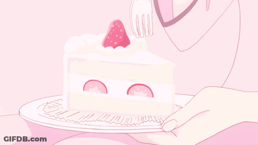 Pink Strawberry Cake Nime GIF