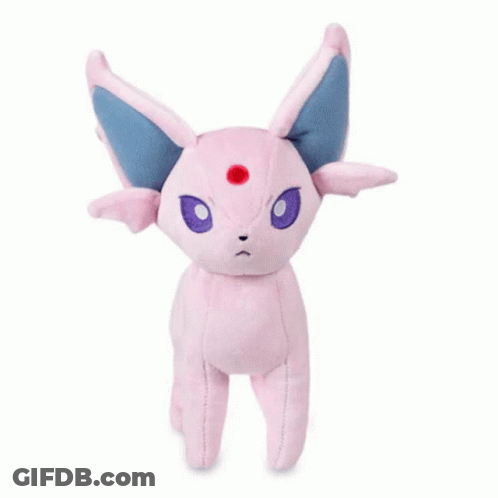 Pink Stuffed Animal With Blue Ears And Red Spot GIF