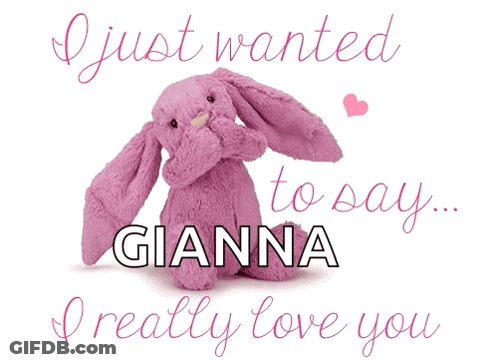 Pink Stuffed Bunny Saying I Just Wanted To Say Gianna GIF