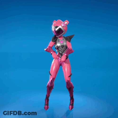Pink Superhero With Heart On Helmet GIF