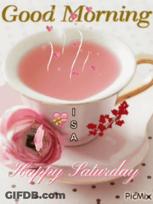 Pink Tea Happy Good Morning GIF