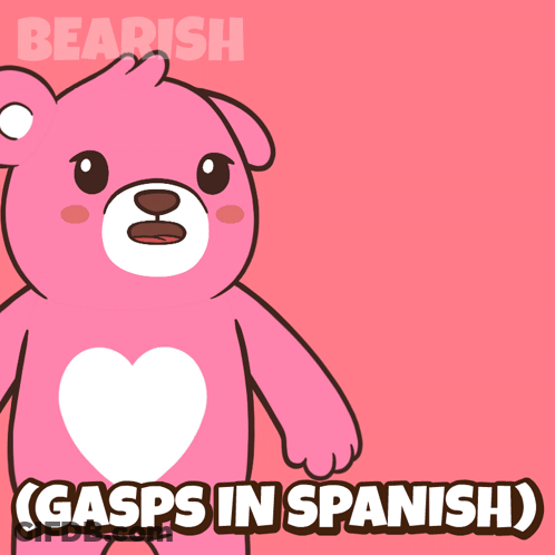 Pink Teddy Bear Gasps In Spanish GIF