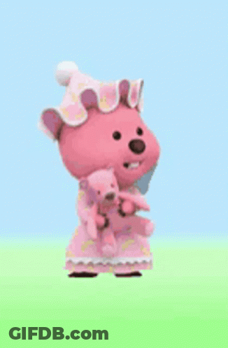 Pink Teddy Bear Holding Small Teddy GIF