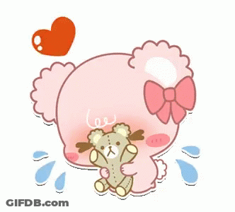 Pink Teddy Bear Holding Teddy GIF