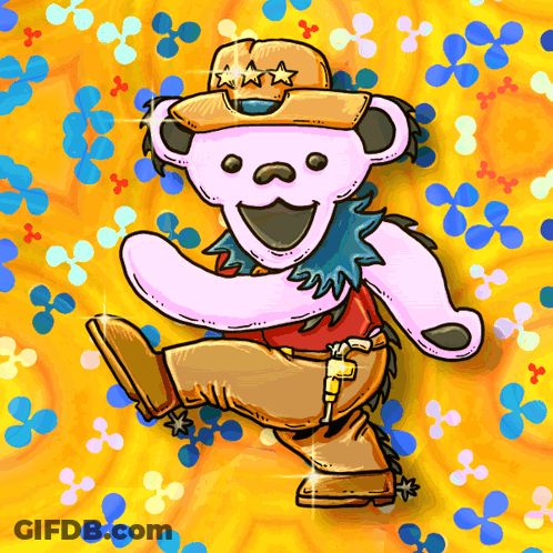 Pink Teddy Bear In Cowboy Hat And Boots GIF