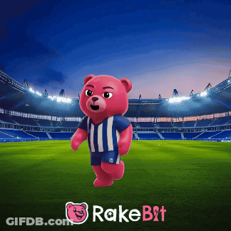 Pink Teddy Bear On Soccer Field In Striped Shirt GIF