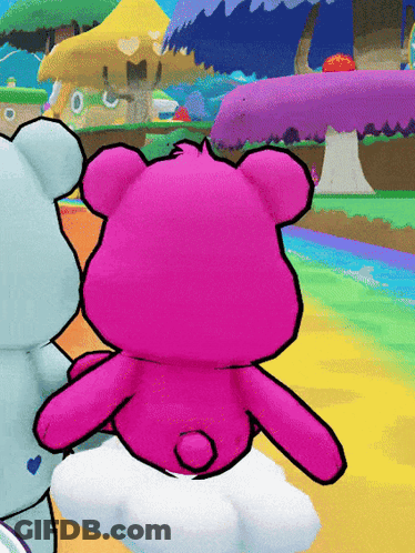 Pink Teddy Bear Sitting On Cloud GIF