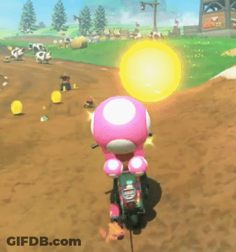 Pink Toad Riding Motorcycle On Dirt Track GIF