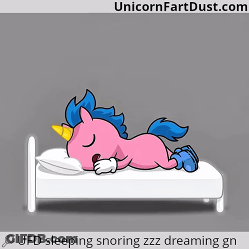 Pink Unicorn Sleeping On Bed Unicornfartdust.com GIF