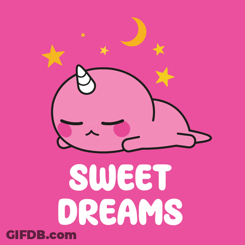 Pink Unicorn Sleeping Sweet Dreams GIF