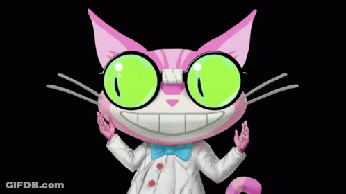 Pink White Cat Spiral Eyes Glasses Bow Tie GIF