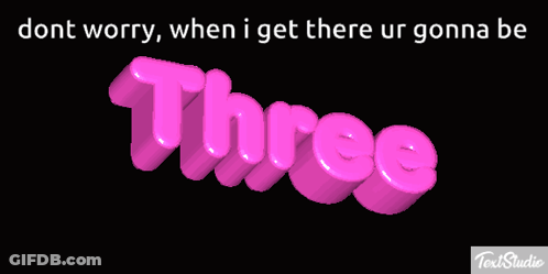 Pink Word Three On Black GIF