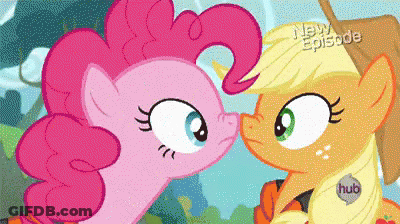 Pinkie Pie And Applejack Looking At Each Other GIF