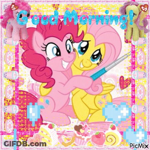 Pinkie Pie And Fluttershy Hugging Good Morning GIF