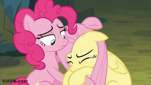 Pinkie Pie And Fluttershy Sitting Together GIF