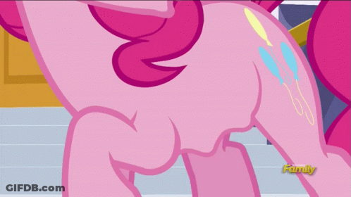 Pinkie Pie From My Little Pony Is Shown In A Cartoon GIF