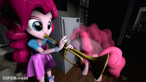 Pinkie Pie Playing Trumpet In Front Of Refrigerator GIF