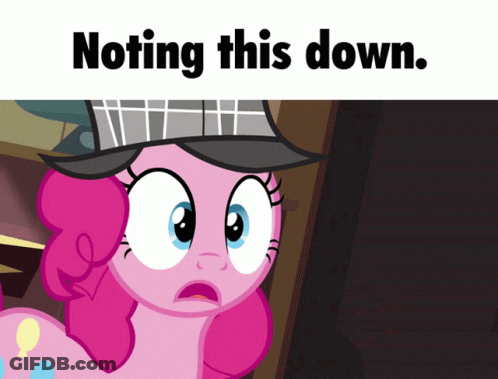 Pinkie Pie Wearing Hat Noting This Down GIF