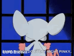 Pinky And The Brain Is Standing In Front Of A Window And Saying `` Same Thing I Do Every Night Pinky ... '' GIF