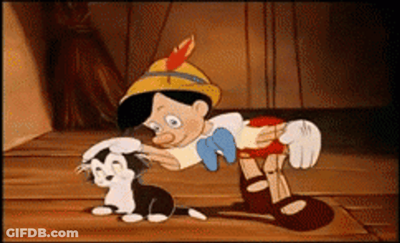 Pinocchio Kicks Figaro Cat GIF