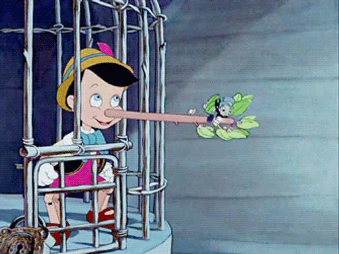 Pinocchio Lying Nose Birds Nest GIF