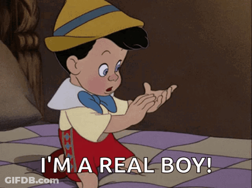 Pinocchio Saying I'm A Real Boy GIF