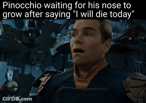 Pinocchio Saying I Will Die Today In Front Of Clocks GIF