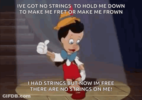 Pinocchio Saying No Strings GIF