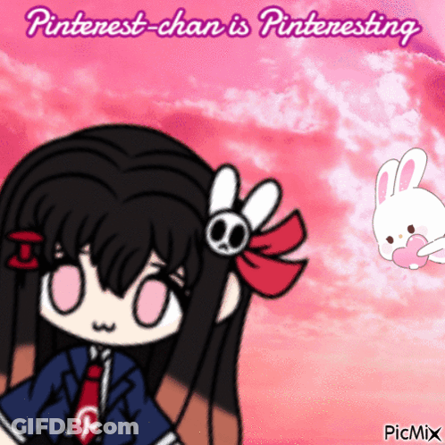 Pinterest-Chan Is Pinteresting With A Girl And A Rabbit GIF