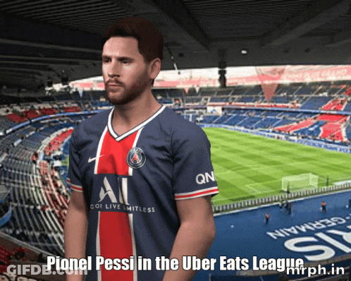 Pionel Messi Soccer Uniform Stadium Uber Eats League GIF