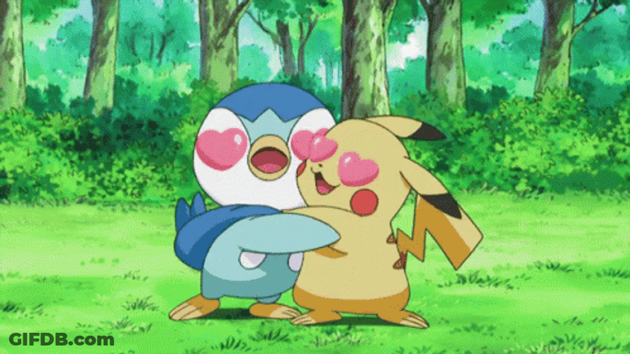 Piplup And Pikachu Hugging GIF