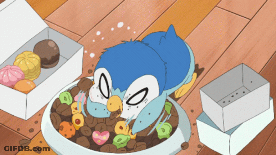 Piplup Eating Faster GIF