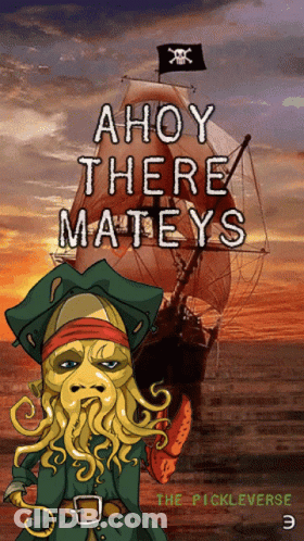 Pirate Cartoon Saying Ahoy There Mateys GIF