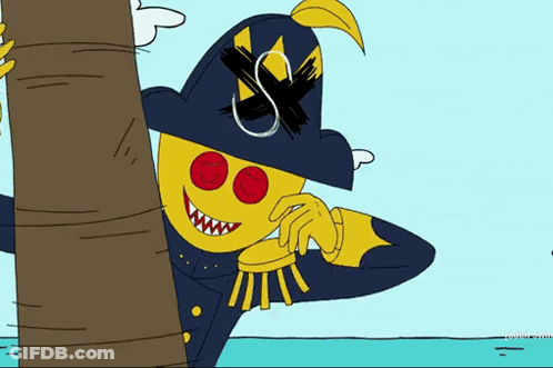 Pirate Cartoon With Cross On Hat GIF