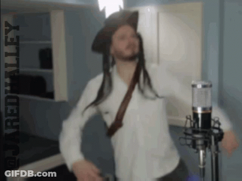Pirate Dancing In Front Of Microphone Saying Alley GIF