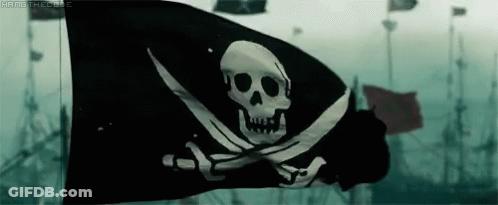 Pirate Flag With Skull And Crossbones Waving GIF