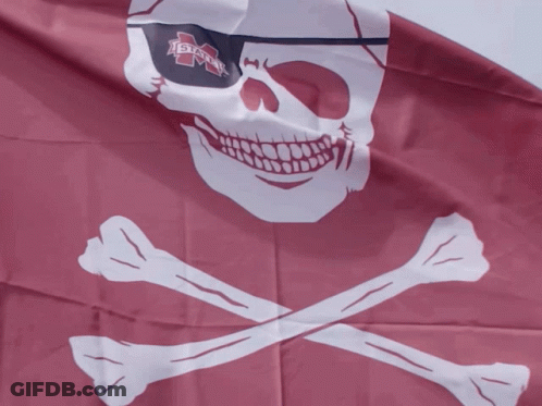 Pirate Flag With Skull Crossbones And Letter M GIF