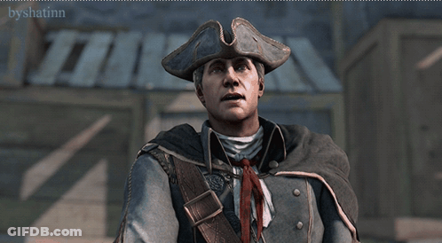 Pirate Hat Man With Gun And Byshatinn Sign GIF