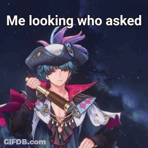 Pirate Holding Telescope Saying Me Looking Who Asked GIF